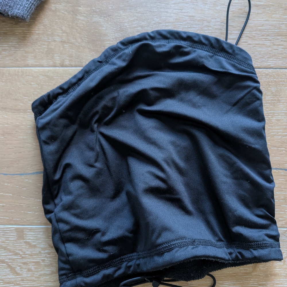 Black Drawstring Face Mask Gaiter Fleece